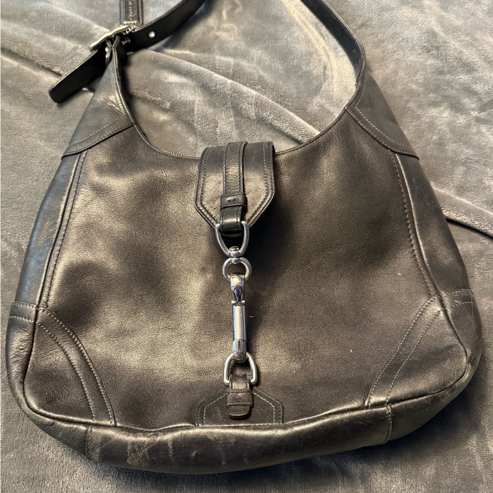 Black Hobo Bag with Silver Hardware